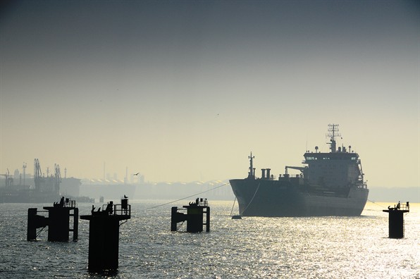 tanker in mist